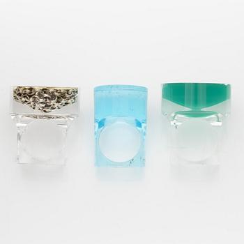 Siv Lagerström, three acrylic rings, 1970s.