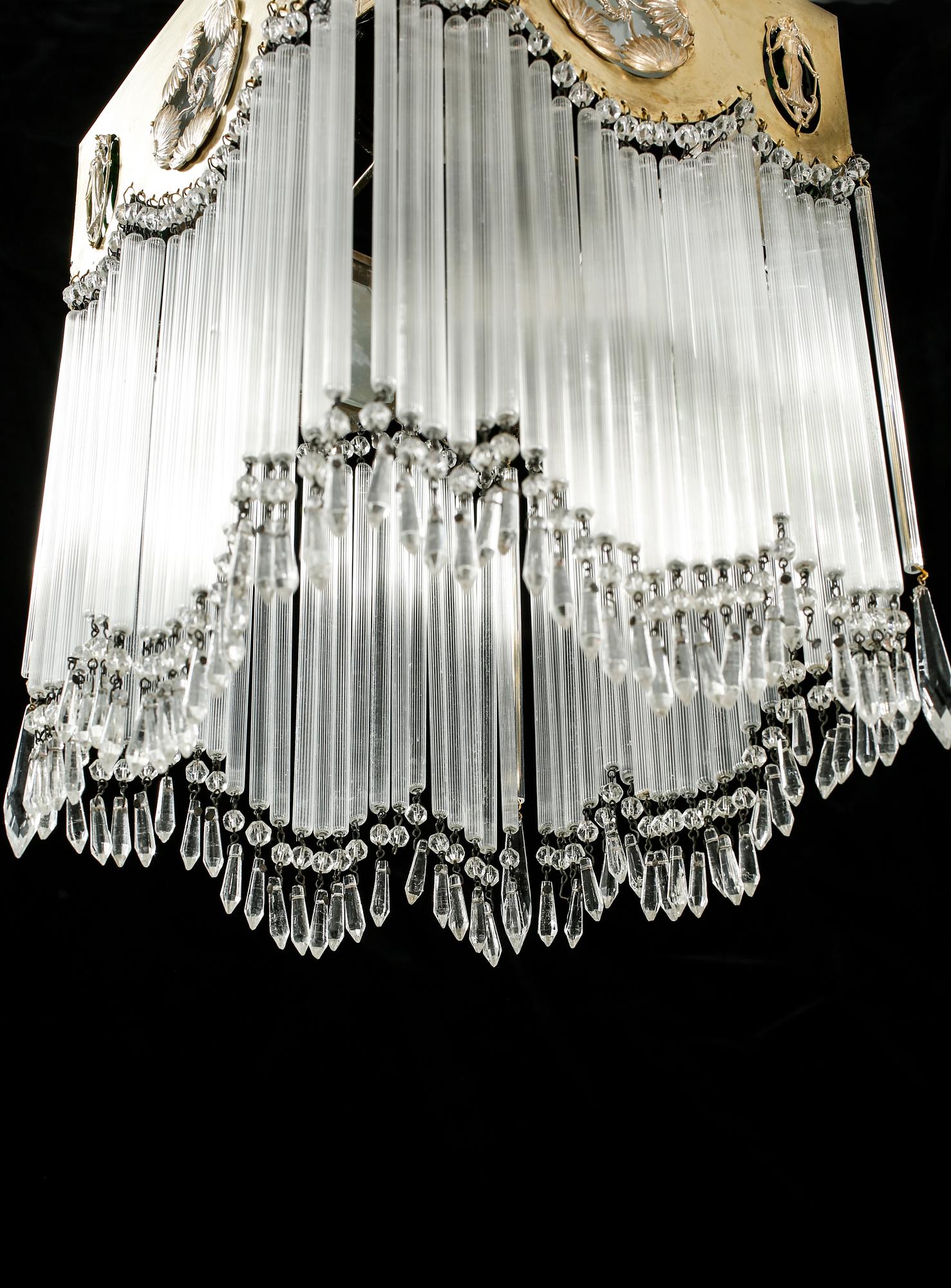 A jugend ceiling lamp, early 20th century, total hight 50 cm.