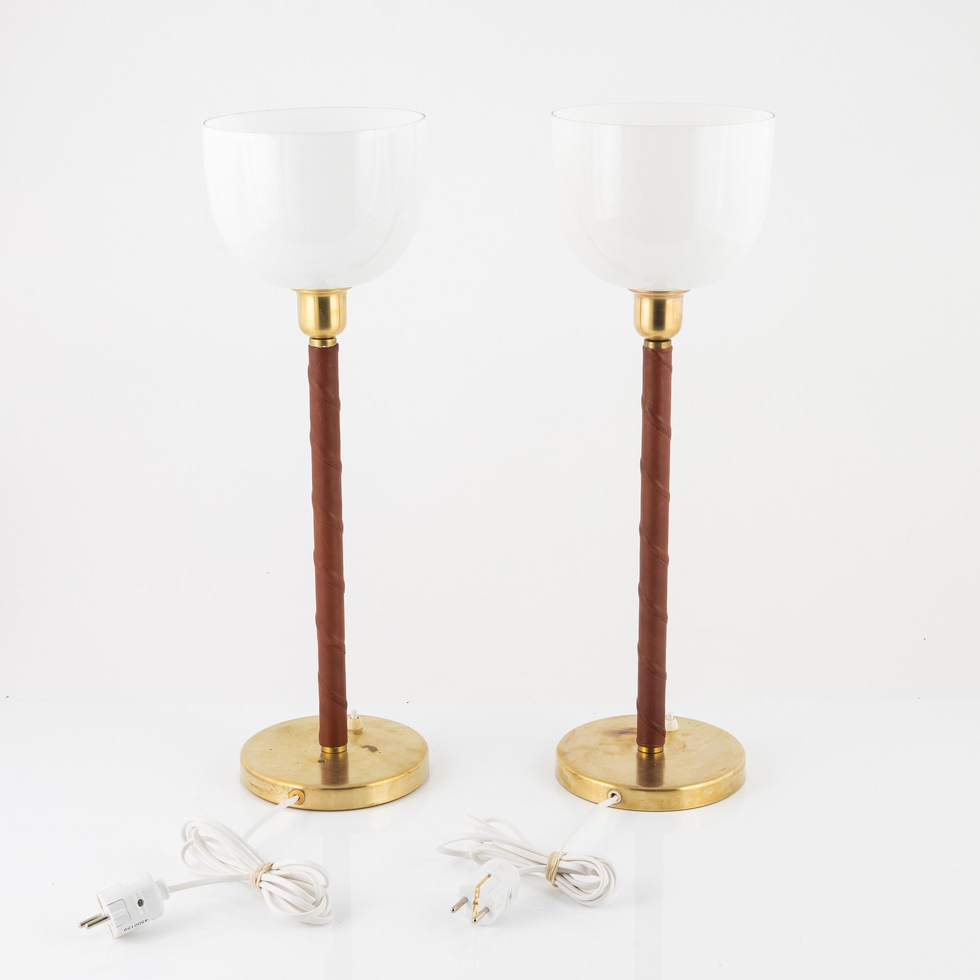 A matched pair of model E 1251 table lamps from ASEA, mid 20th Century.