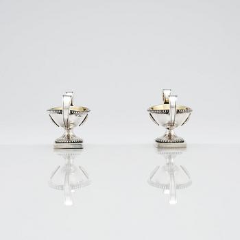 A pair of Swedish 18th century parcel-gilt salts, marks of Simson Ryberg, Stockholm 1794.