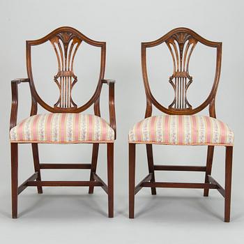 Matbord och stolar, 8 st, England 1970-tal.