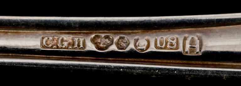 BESTICK, uppsättning 60 delar, silver. Modell Hansa. Bl a CG Hallberg Stockholm 1946. Tot 1930 g.