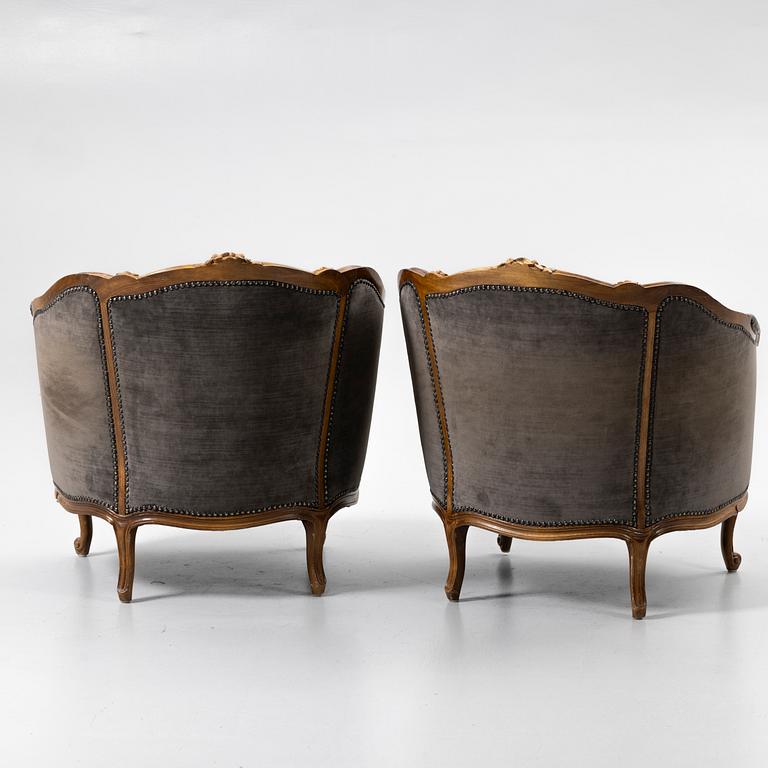Armchairs, a pair, Rococo style, 20th century.