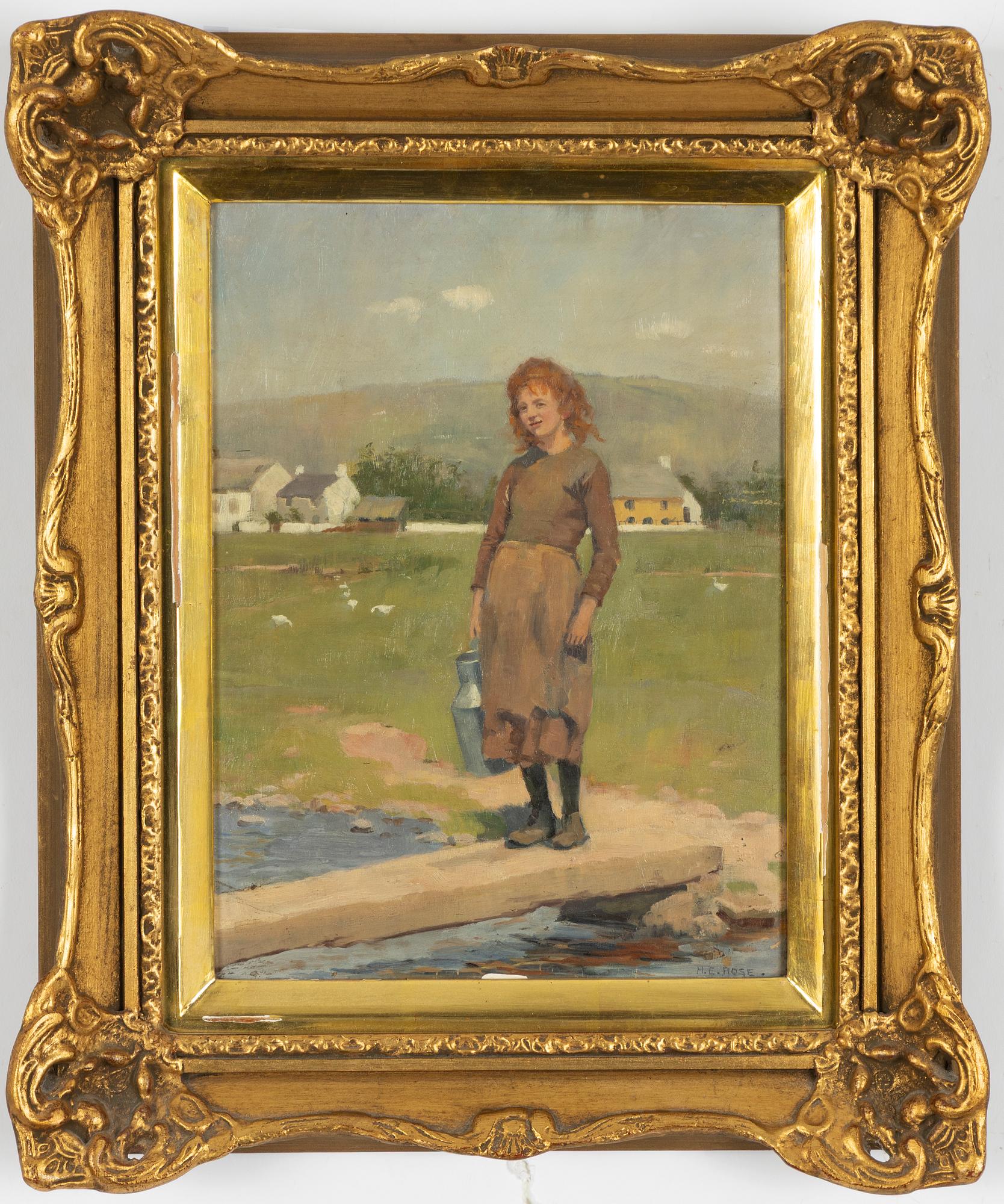 Unknown artist 19th/20th century, United Kingdom, Welsh girl with milk can.