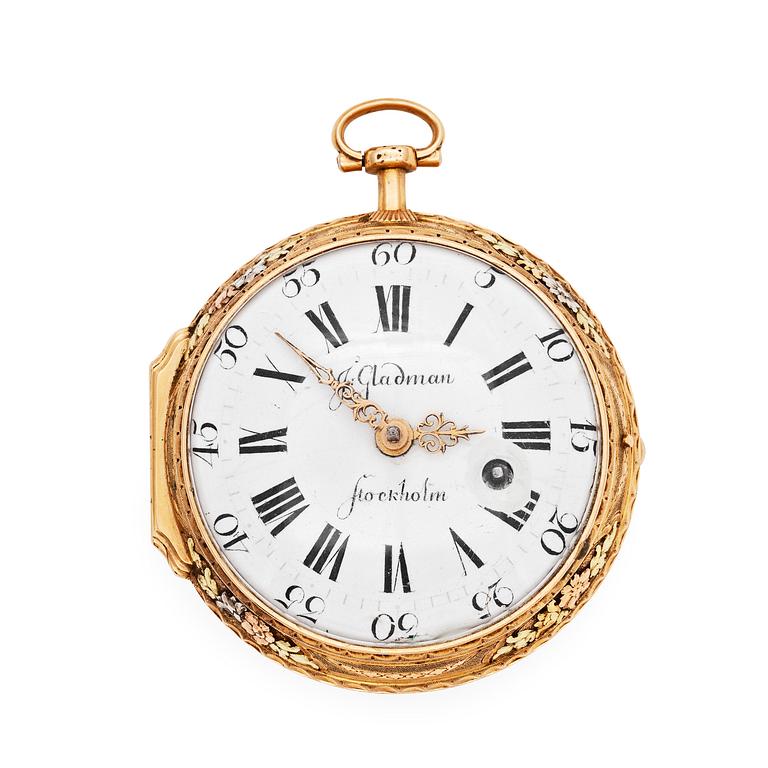 A golde verge pocket watch, Gladman, Stockholm c. 1780.