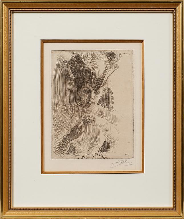 ANDERS ZORN, etsning, utförd 1906, signerad.
