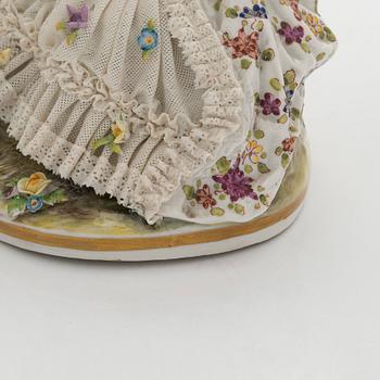 A porcelain lace figurine, Naples style mark, the 20th century.