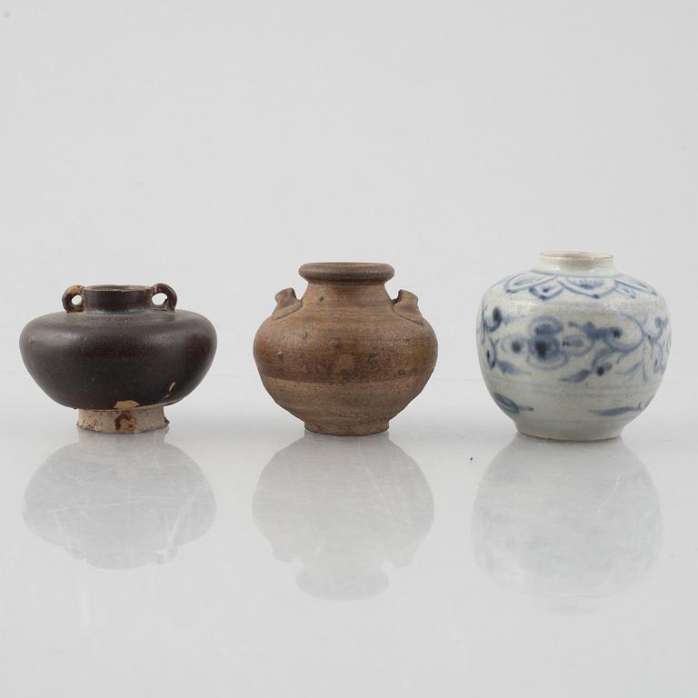 A group of eight Chinese miniature ceramics, including Song dynasty.