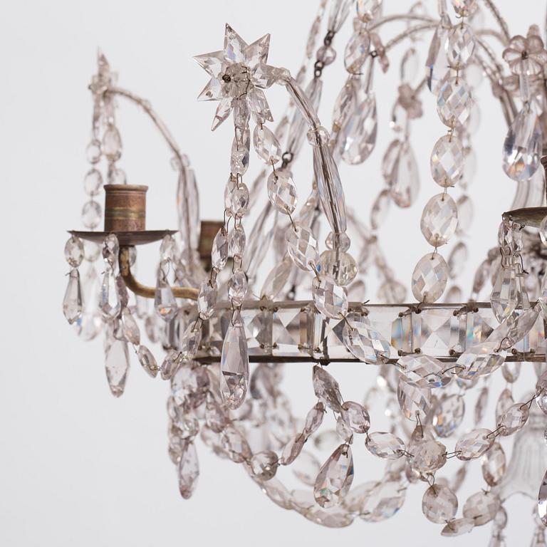 An Austro-Bohemian Louis XVI silvered brass six-branch chandelier, late 18th century.