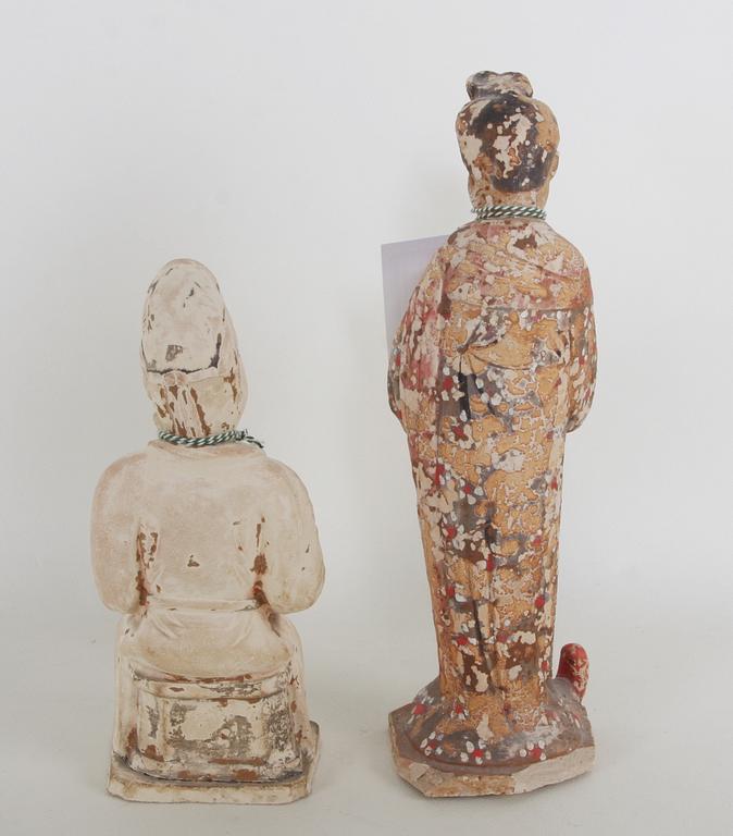 "GRAVFIGURINER", Tang-stil 1800/1900-tal. 2 st. Kina.