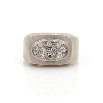 A ring set with eight-cut diamonds.