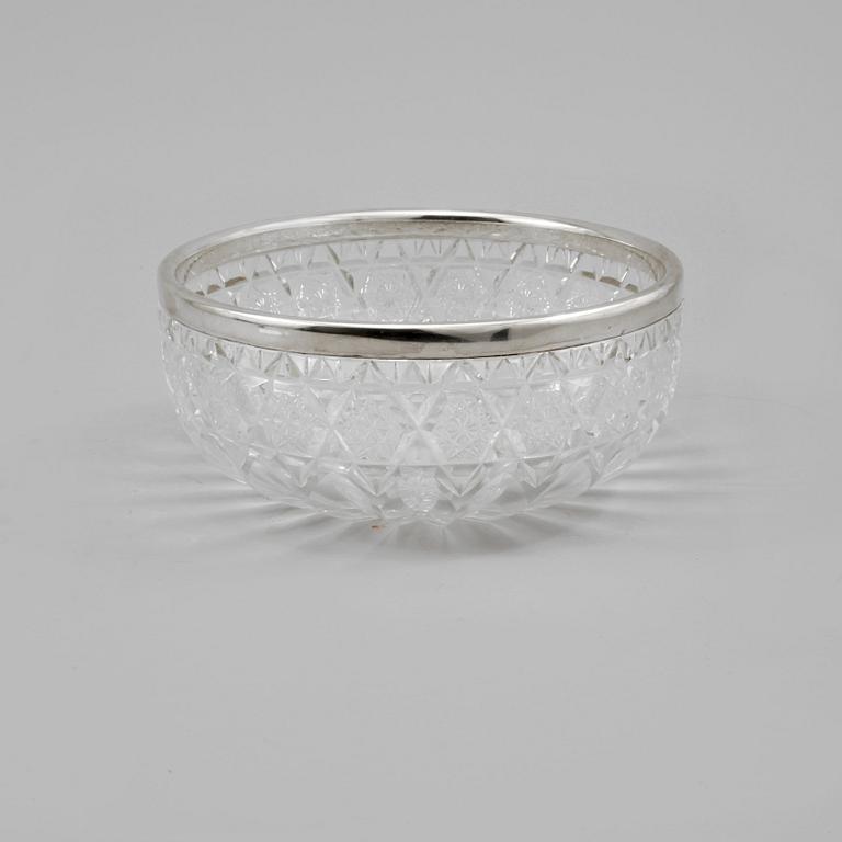 SKÅL, glas samt låghaltigt silver, 1900-tal.