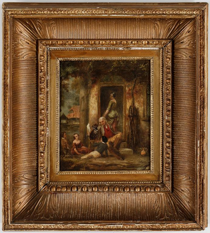 OKÄND KONSTNÄR, olja på pannå, 1800-tal.