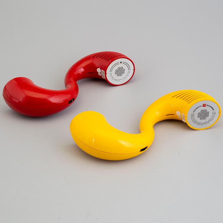 Two 'Toot-a-loop" plastic radios, Panasonic, 1970's.