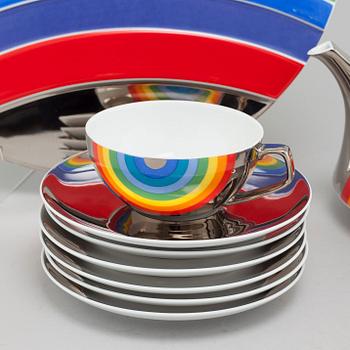 14 pieces of "TAC/Regenbogen" porcelain table ware & 1 dish, by Walter Gropius & Otto Piene, Rosenthal, limited editions.