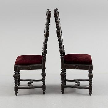 OSCAR II:S STOLAR, ett par, renässansstil, 1800-talets andra hälft.