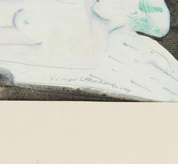 Epp Maria Kokamägi, mixed media on paper, signed and dated 1991.