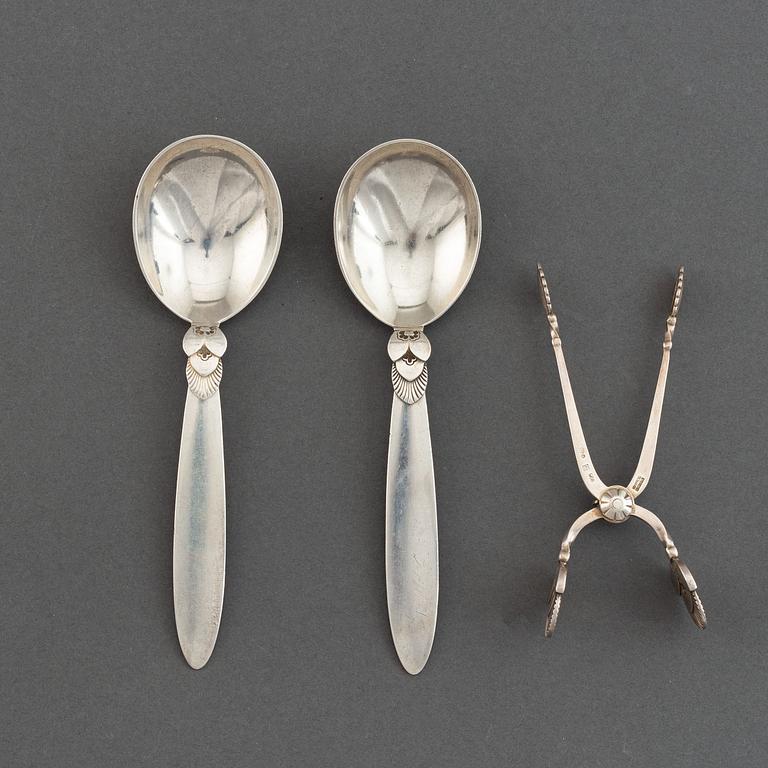 Georg Jensen, three Cactus silver cutlery. Denmark.