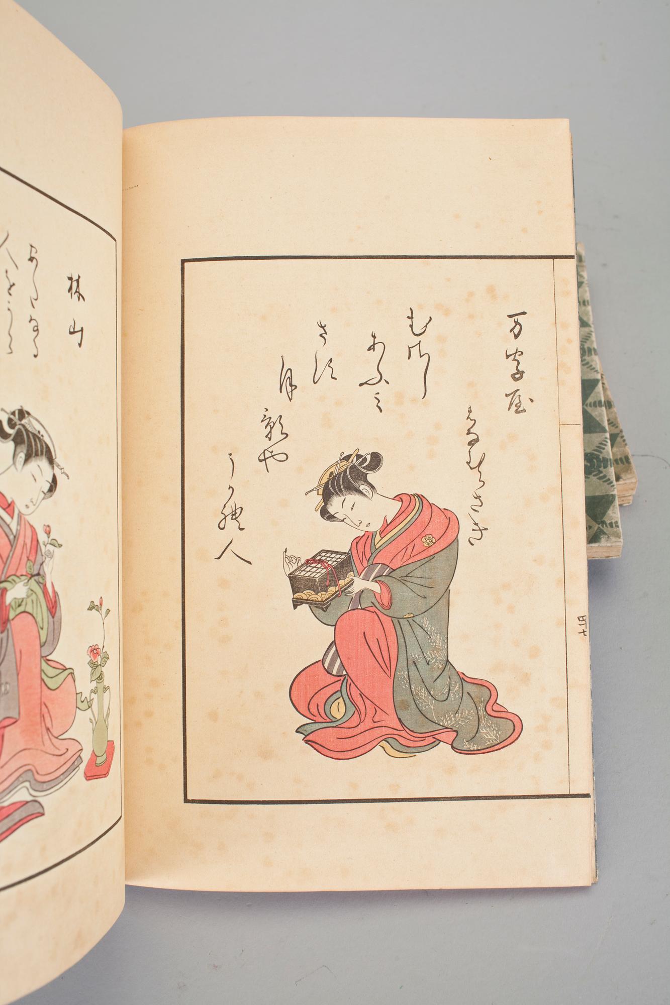 BÖCKER, fem band, efter Harunobu Suzuki, 1900-tal.