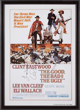 FILMAFFISCH, "The Good, the Bad and the Ugly, 5st egenhändiga signaturerbla Clint Eastwood.