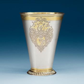 973. A Baltic 18th century parcel-gilt beaker, makers mark of Johann Friedrich Lamoureux (1763-1797), Riga.