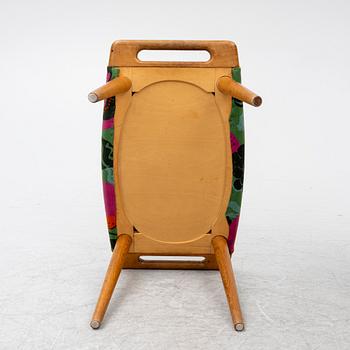 Armchair with footstool, 1950s/60s. Fabric "Tutti Frutti" Sven Fristed, Borås Wäfveri.