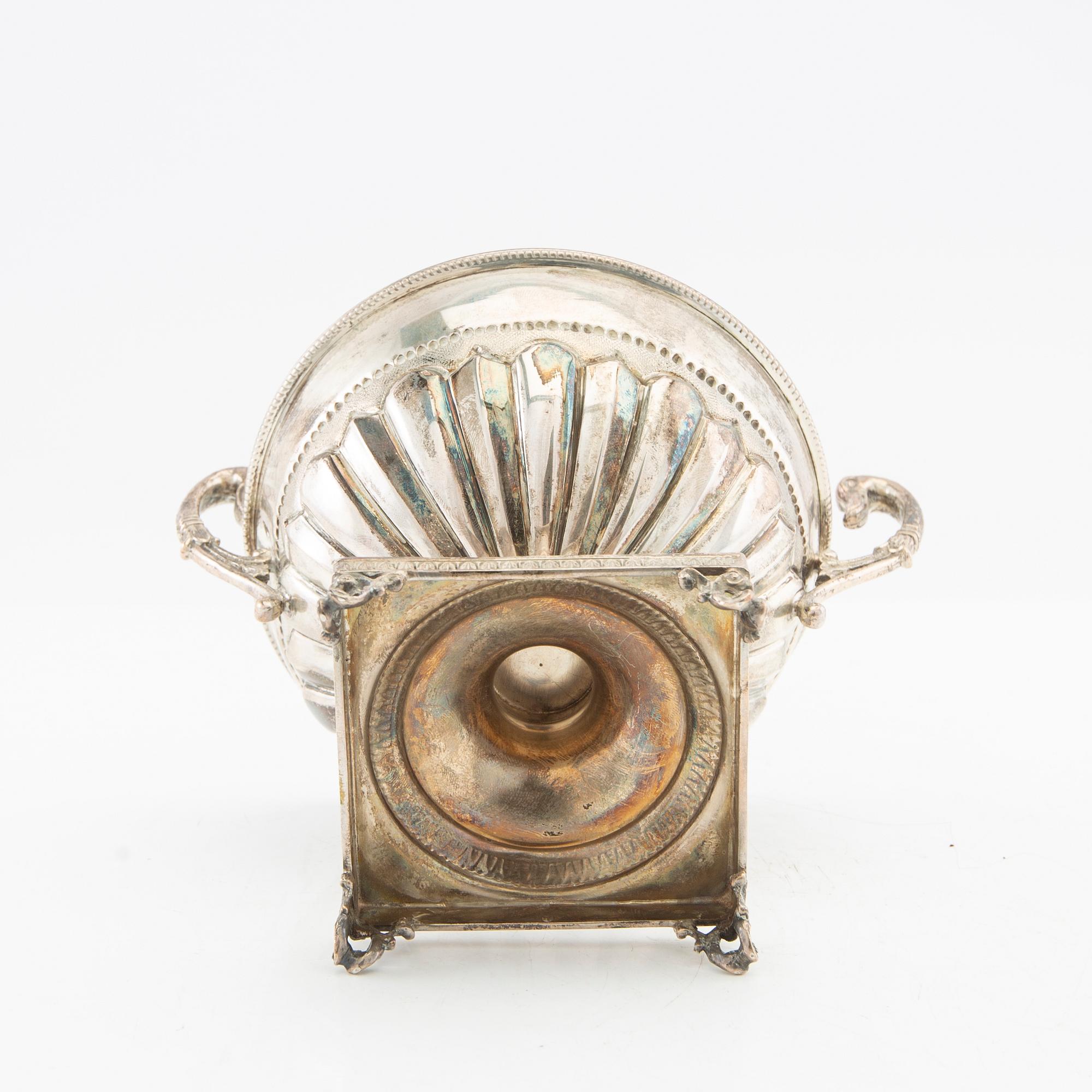 Candy bowl with lid, silver, Swedish import marks, Empire style, early 20th century.