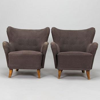 Ilmari Lappalainen, a pair of 1950's 'Laila' armchairs for Asko, Finland.