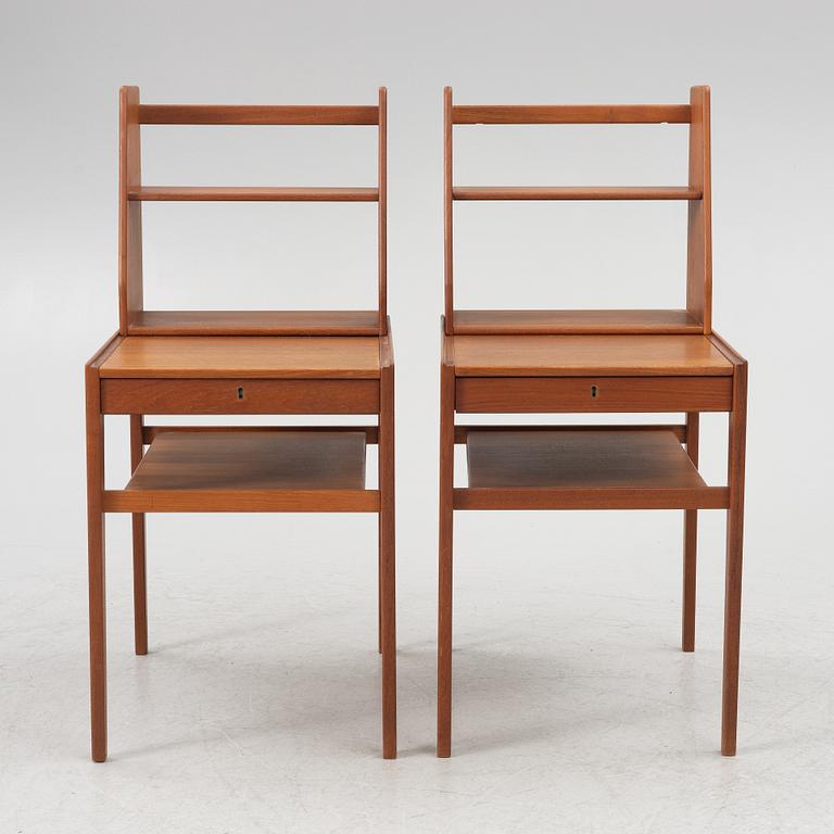 Sven Engström & Gunnar Myrstrand, a pair of 'Dixie' bedside tables with shelf, Tingströms 1950s/60s.