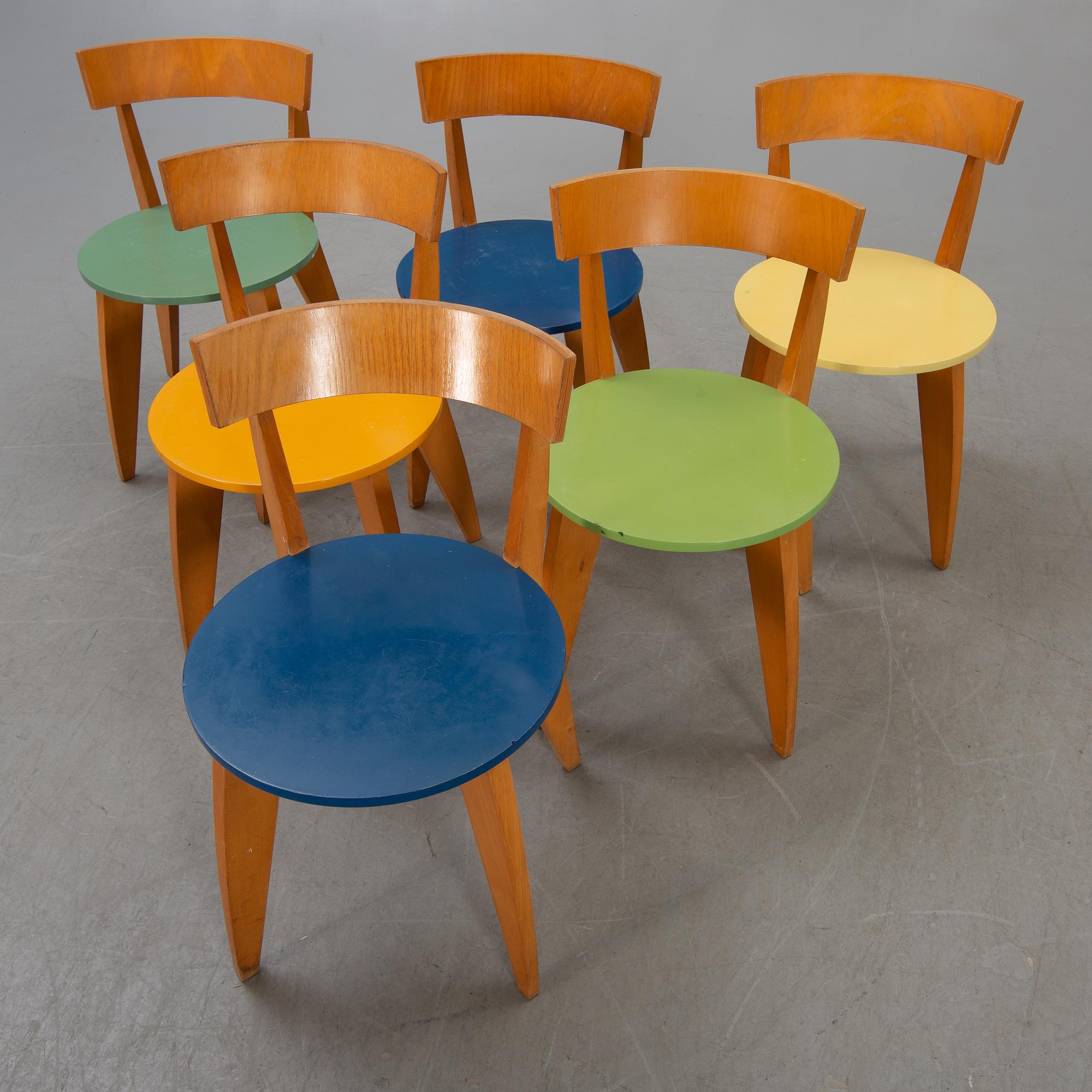 James Irvine, chairs, 6 pcs, "Carugo", Cappellini, Italy 1990s.