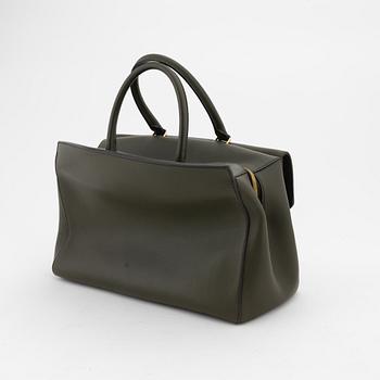 Bally, a green leather handbag.