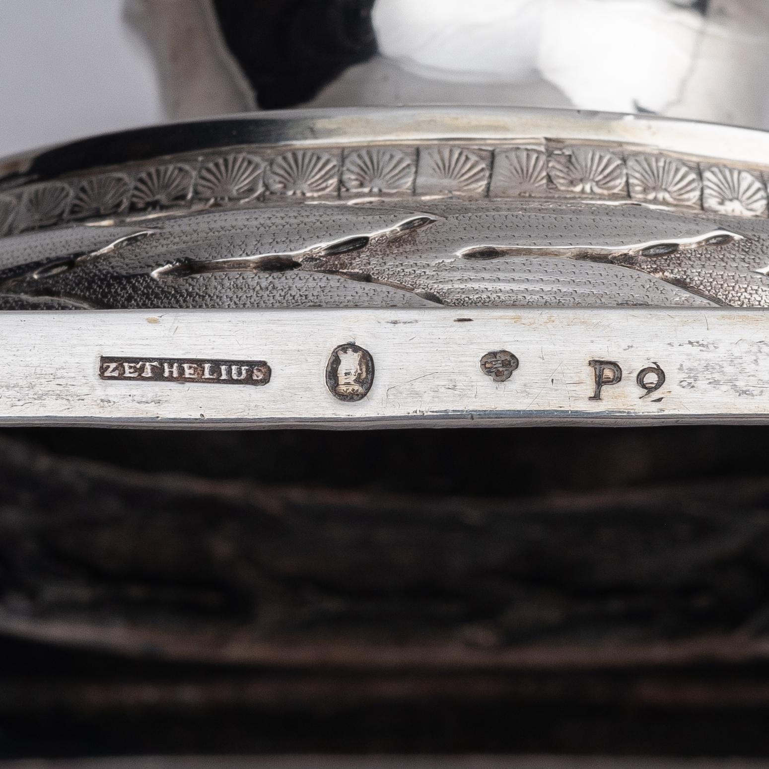 A pair of Swedish 18th century silver candelsticks, marks of Pehr Zethelius, Stockholm 1797.