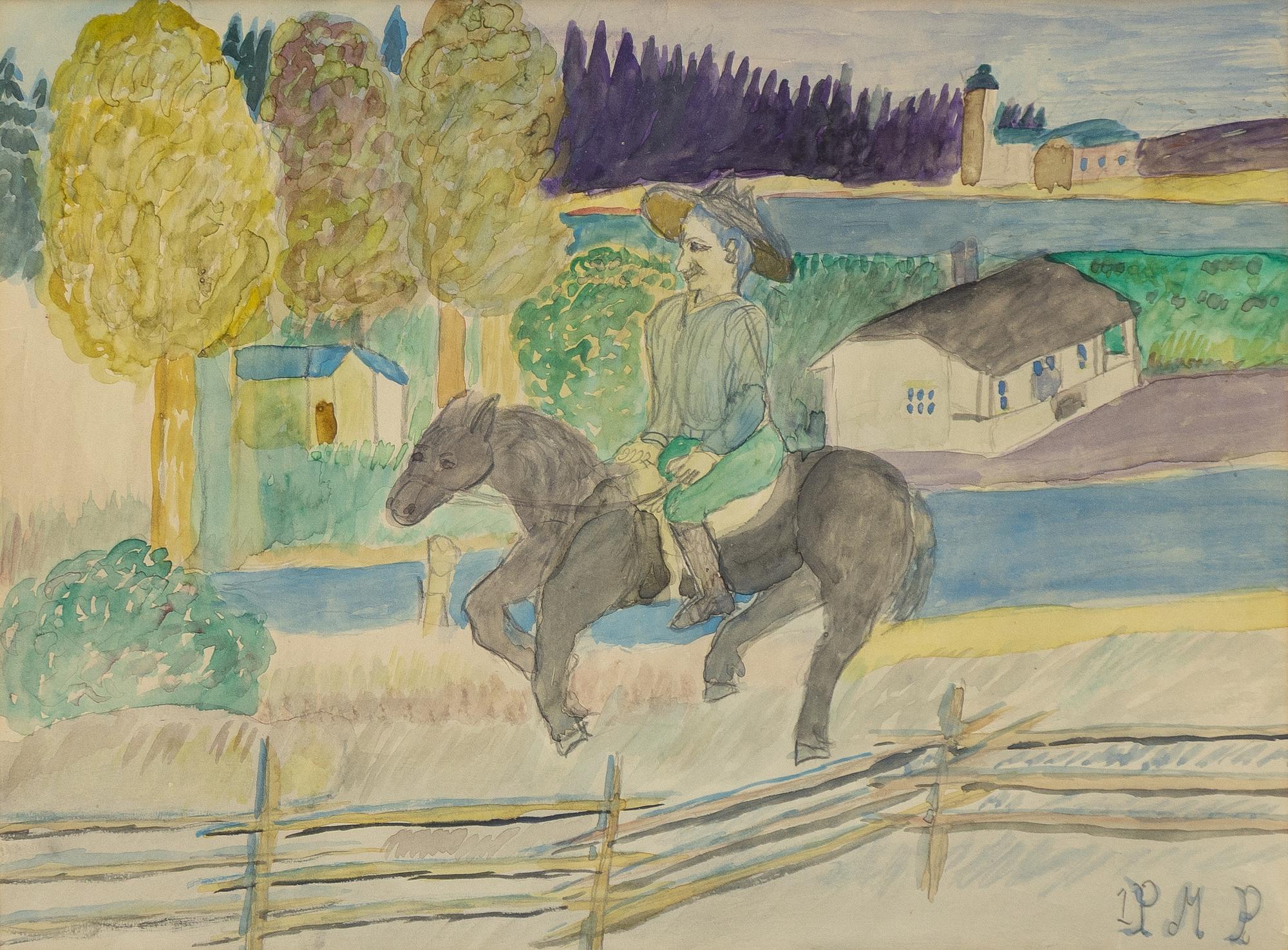 Primus Mortimer Pettersson, On horseback.