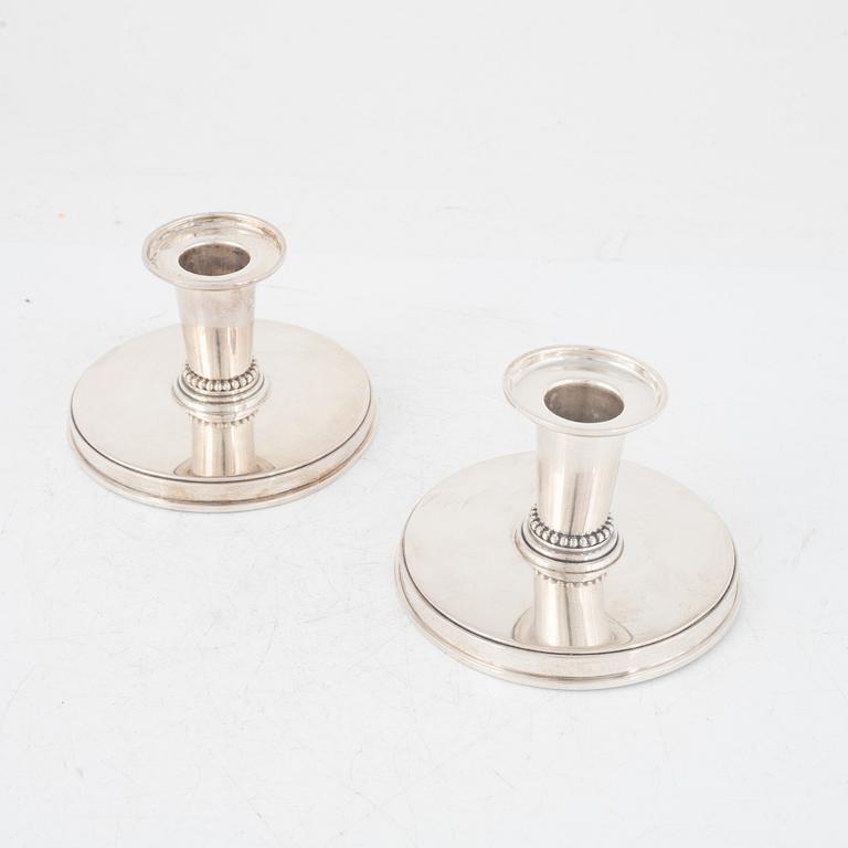 A pair of Swedish silver candlesticks, mark of Atelier Borgila, Stockholm 1956.