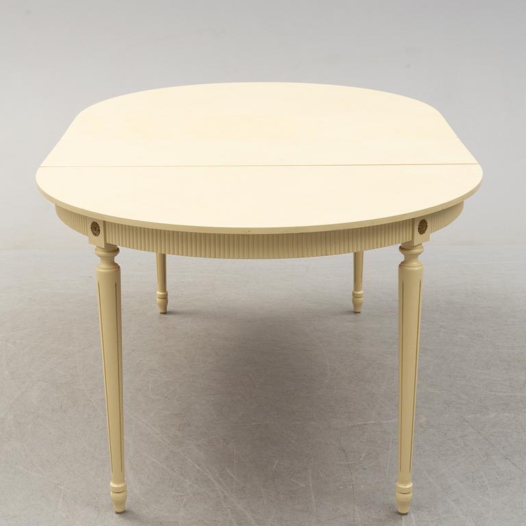 A set of six chairs and a dining table, gustavian style, late 20th century.