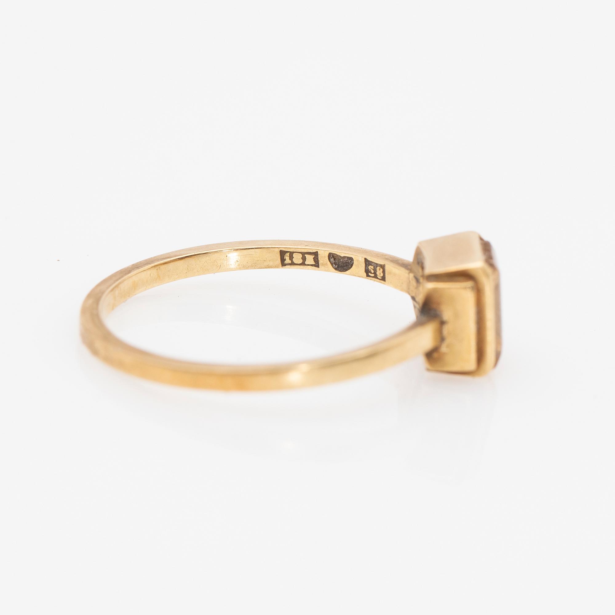 Wiwen Nilsson, ring, 18k, med bergkristall. Lund 1944.