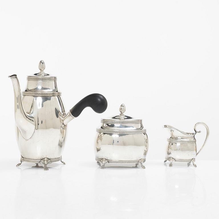 Berndt Erlandsson, a three-piece Empire style silver coffee service, Kristianstad, 1917.