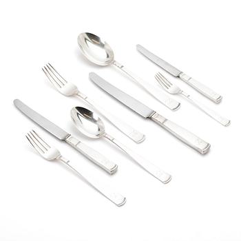 Jacob Ängman, Cutlery service, 144 pieces, silver, “Rosenholm”, GAB, Stockholm, 1936.