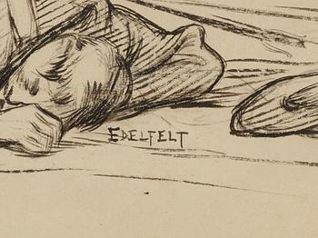 ALBERT EDELFELT, teckning, signerad.