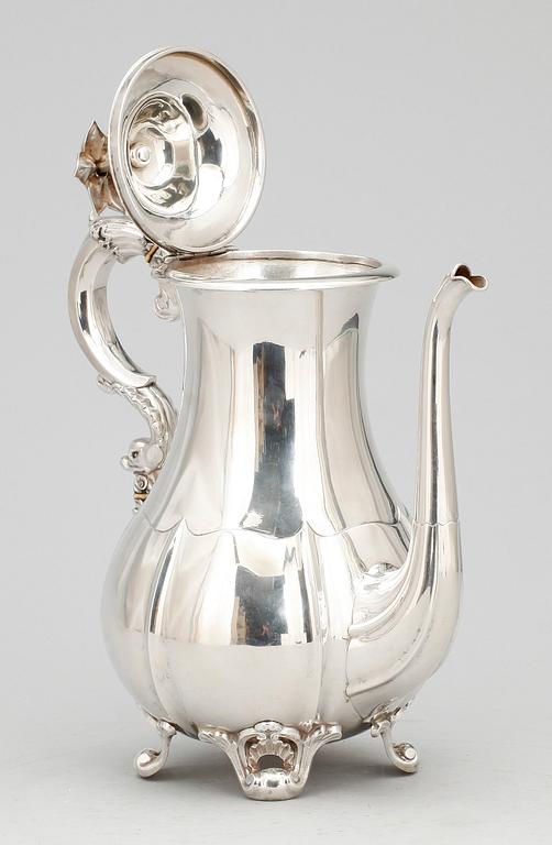 KAFFEKANNA, silver, Gustaf Möllenborg Feron, Stockholm, 1872. Vikt ca 730 gram.