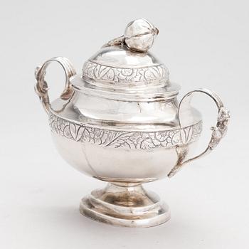 A 19th-century silver sugar bowl, maker's marks of Vincenzo Cachia di Michele, Malta 1842.