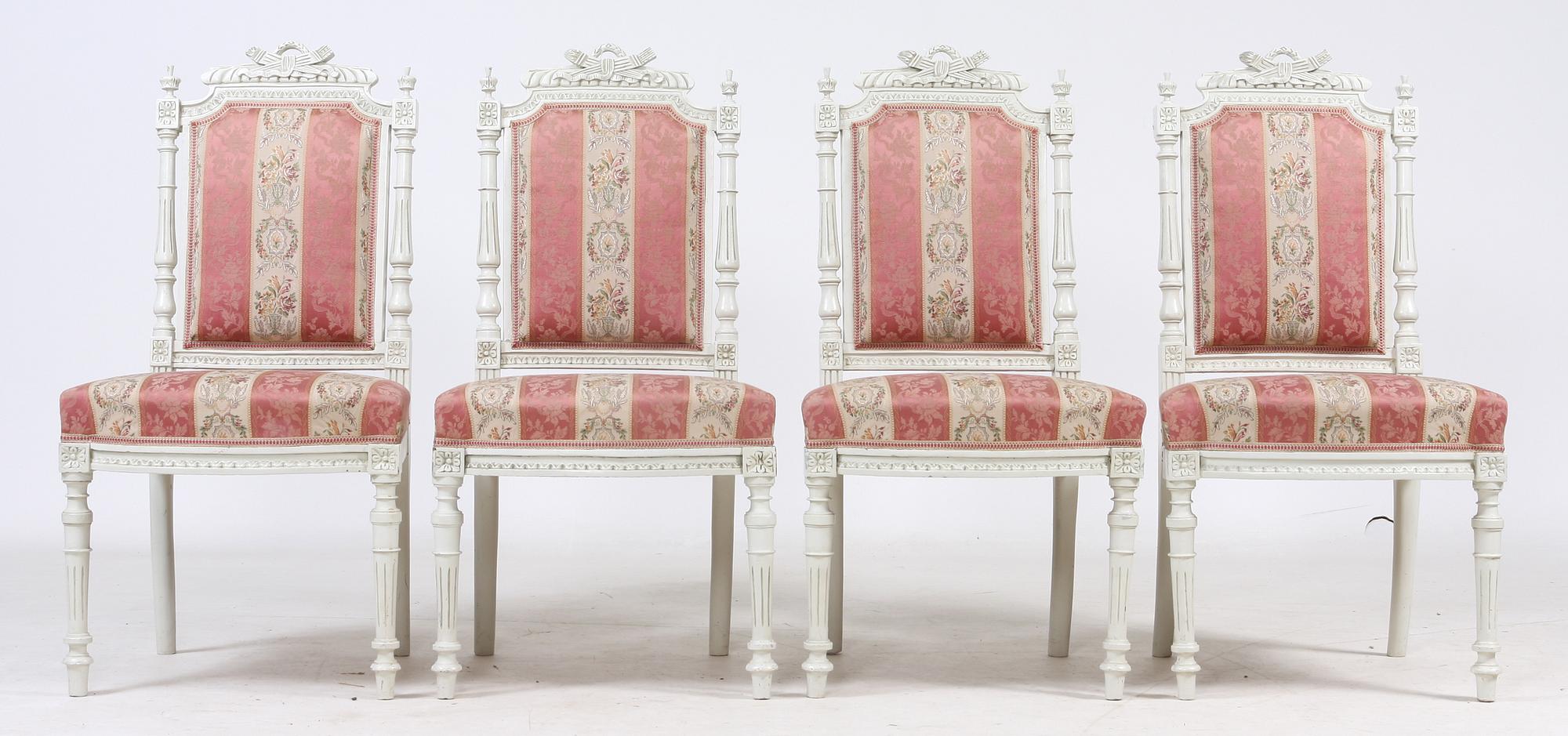 SOFFA samt STOLAR, 4 st, Louis XVI-stil, 1800-tal.