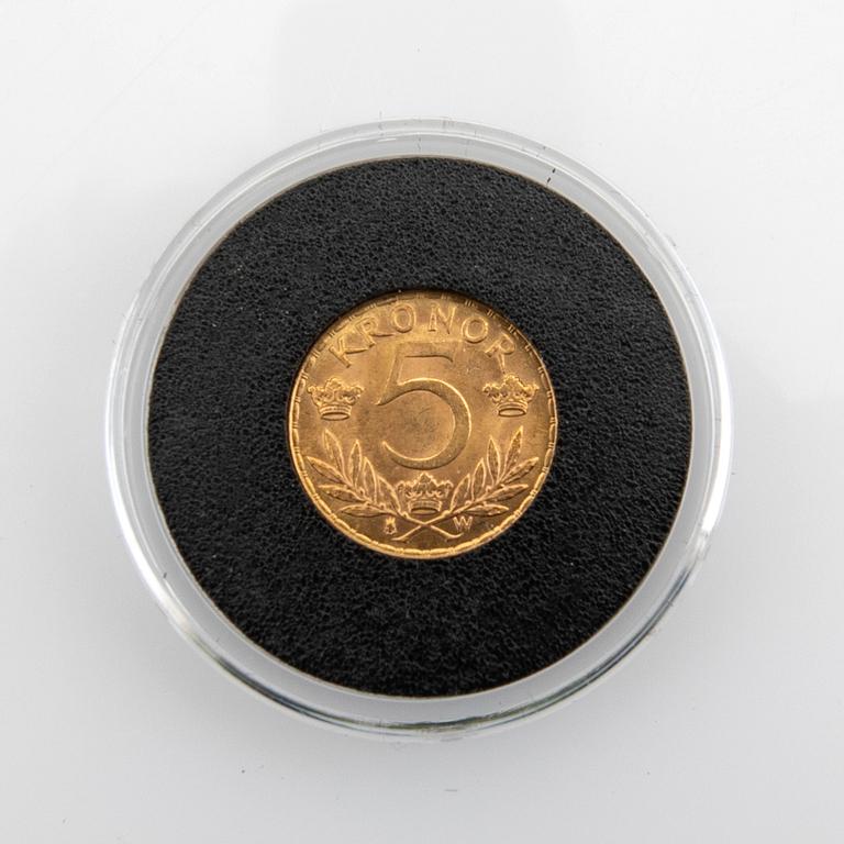 Gold coin Sweden, Gustav V 5 kr, 1920.