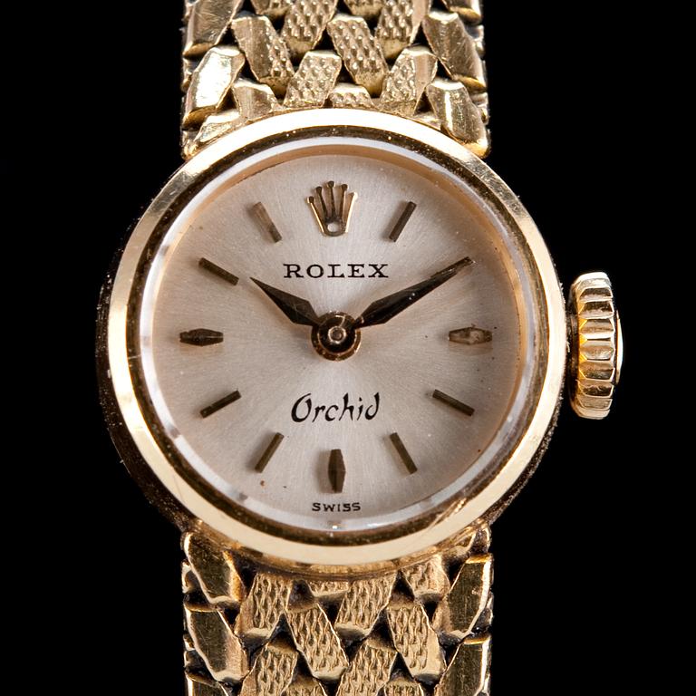 A LADIES WRIST WATCH, Rolex Orchid.