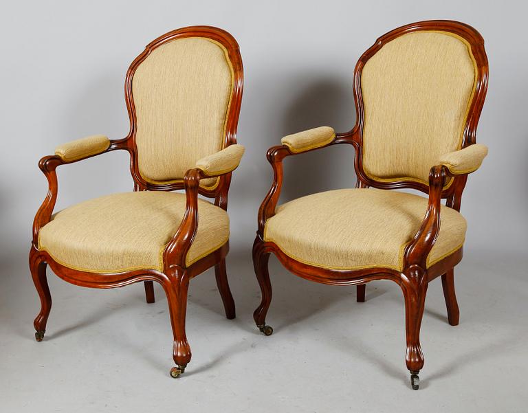 KARMSTOLAR, 1 par, nyrokoko, 1800-talets andra hälft.