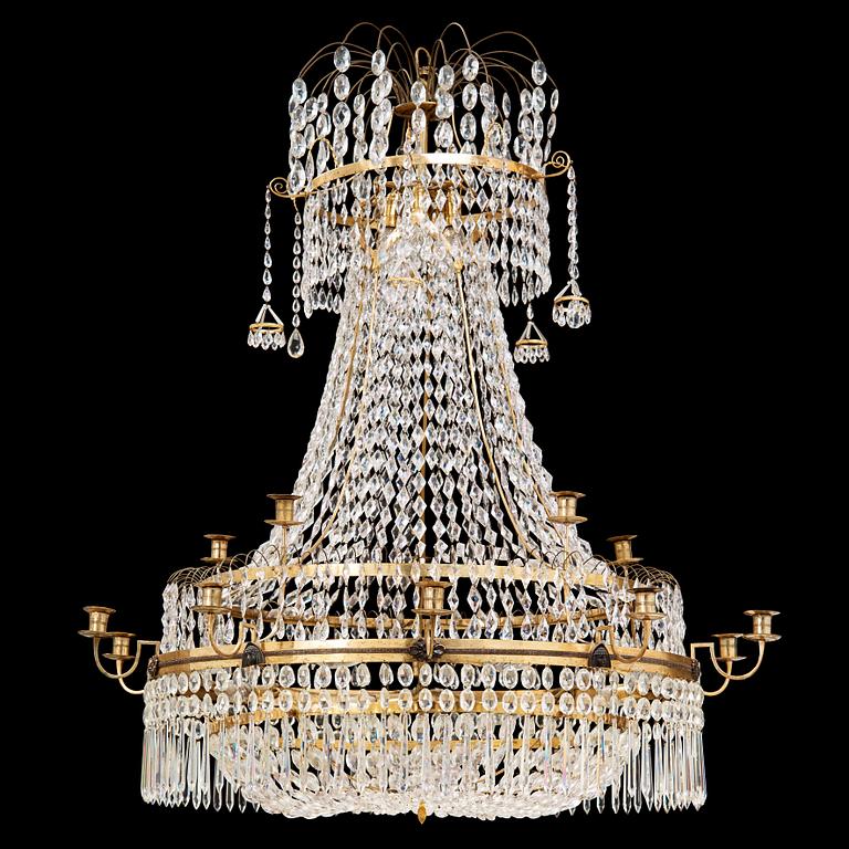 A late Gustavian fifteen-light chandelier by C. H. Brolin (1765-1832).