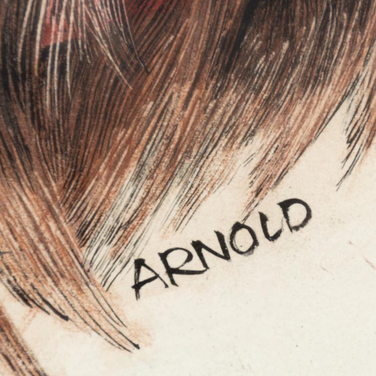 Hans Arnold, ink and acrylic on paper, signed.