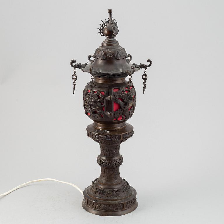 A Japanese bronze lantern, circa 1900.