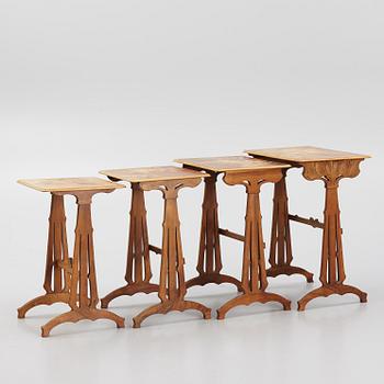 Emile Gallé, nesting tables, four parts, Nancy, France.