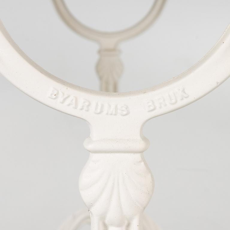 A set of seven garden chairs and two tables Byarums bruk, later part of the 20th century.